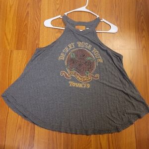 Taylor & Sage Women's Flowy Graphic Tank Top Gray Sz S Desert Rose Tour 79'